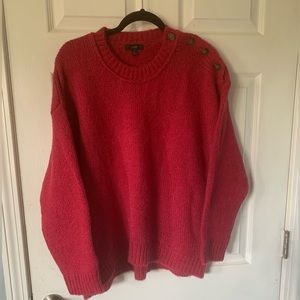 J Crew Raspberry button shoulder sweater